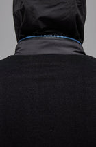 Revolution Hooded Nylon Puffer & Tech Knit Jacket in Black