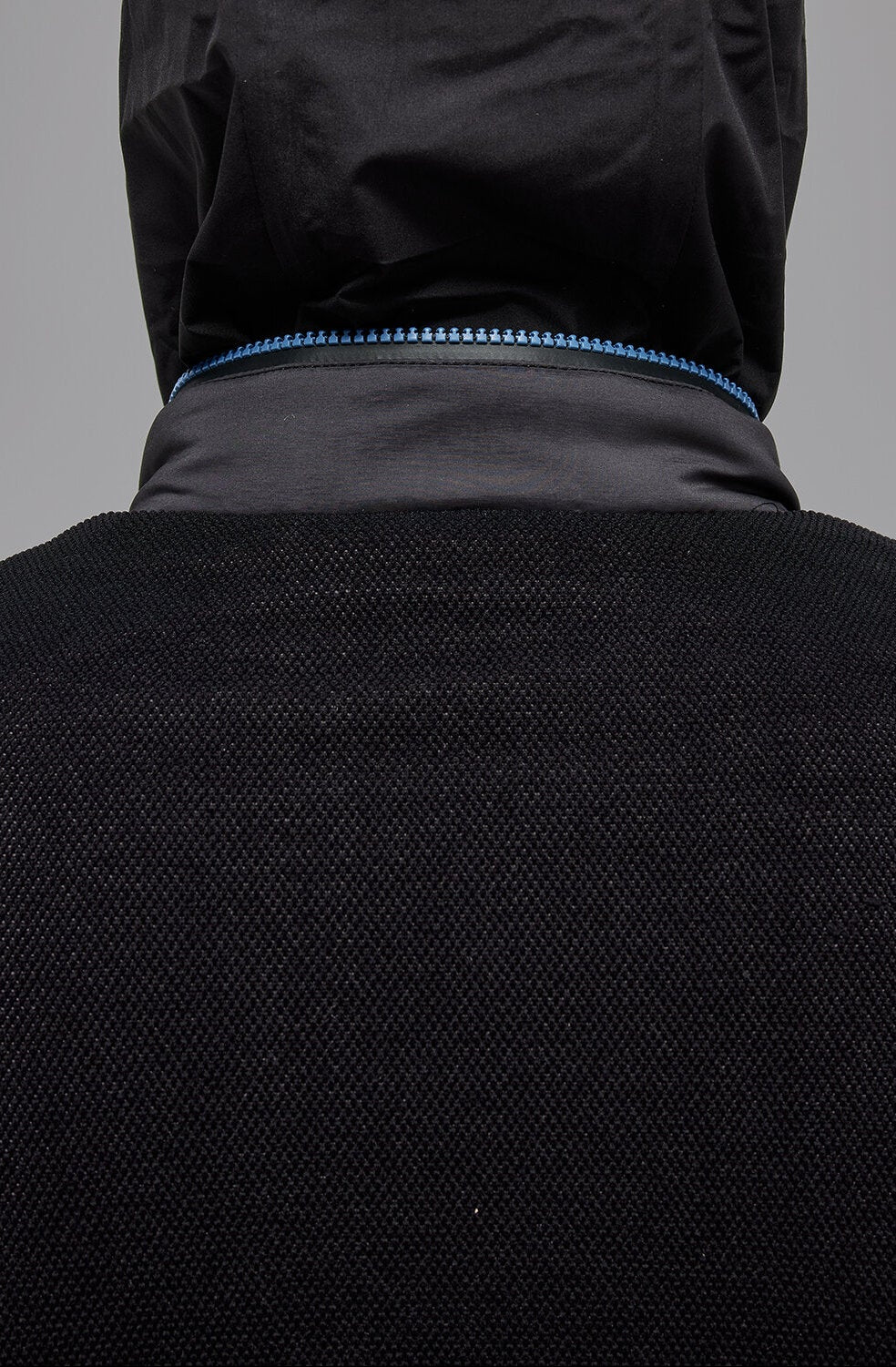 Revolution Hooded Nylon Puffer & Tech Knit Jacket in Black
