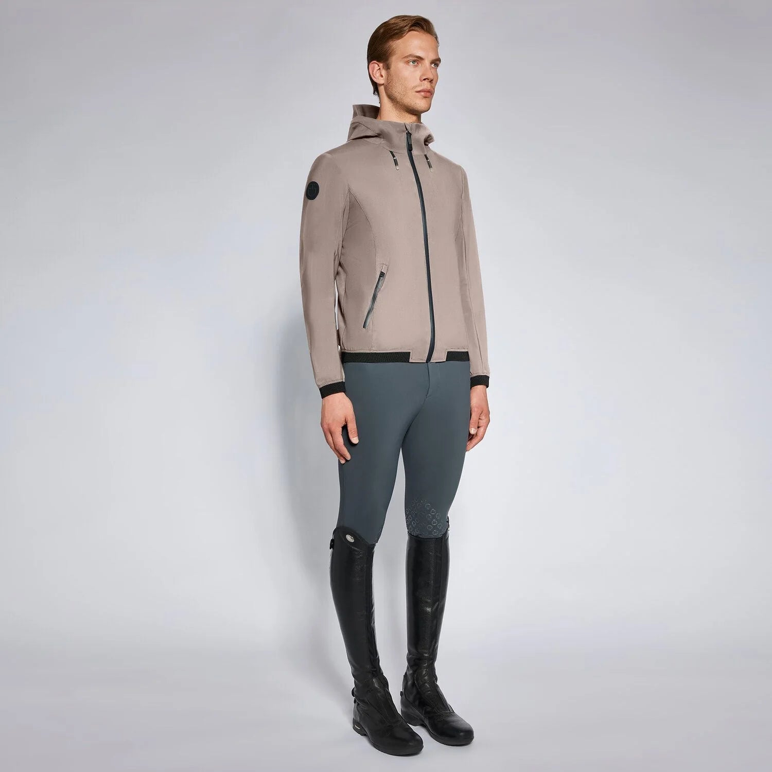 Hooded Jersey Softshell Jacket in Tortora