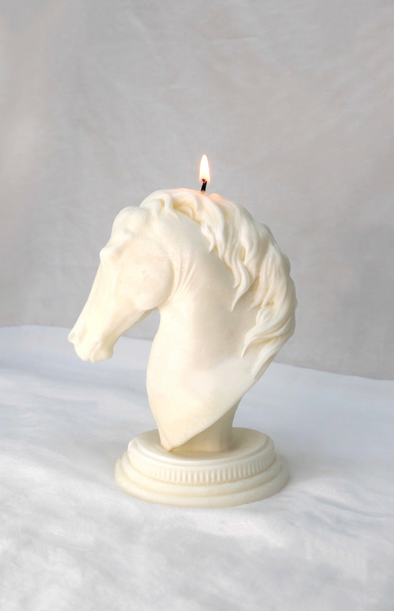 Horse Sculpture Candle in Soy White