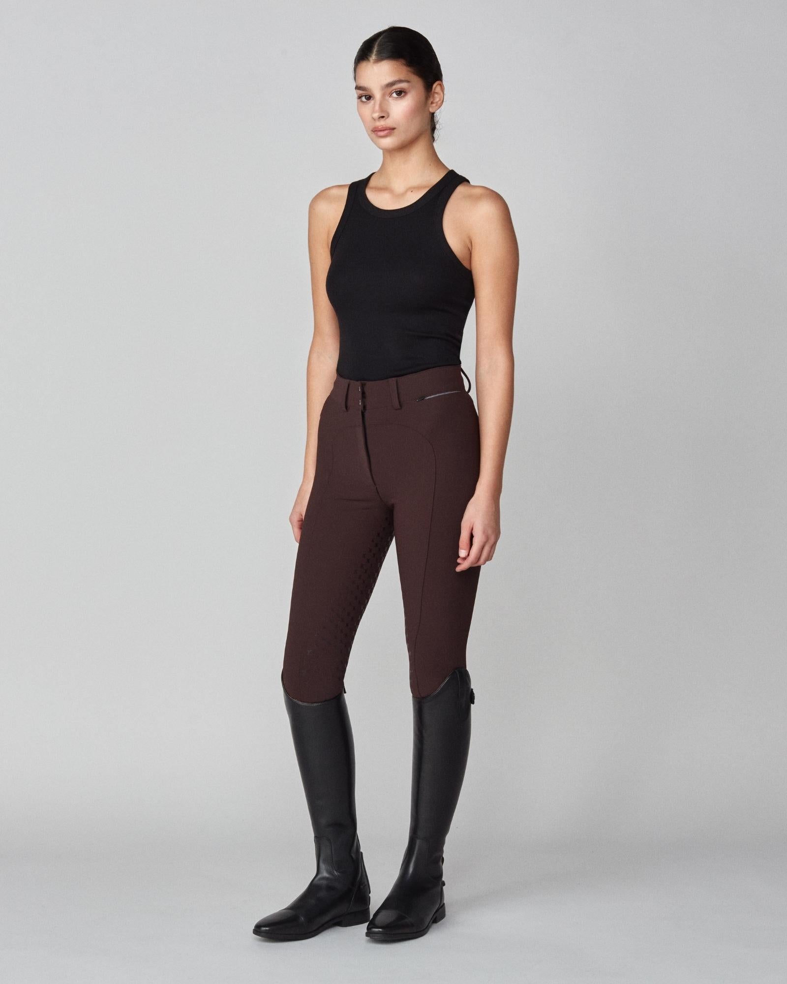 High-Rise Compression Breeches in Dark Brown