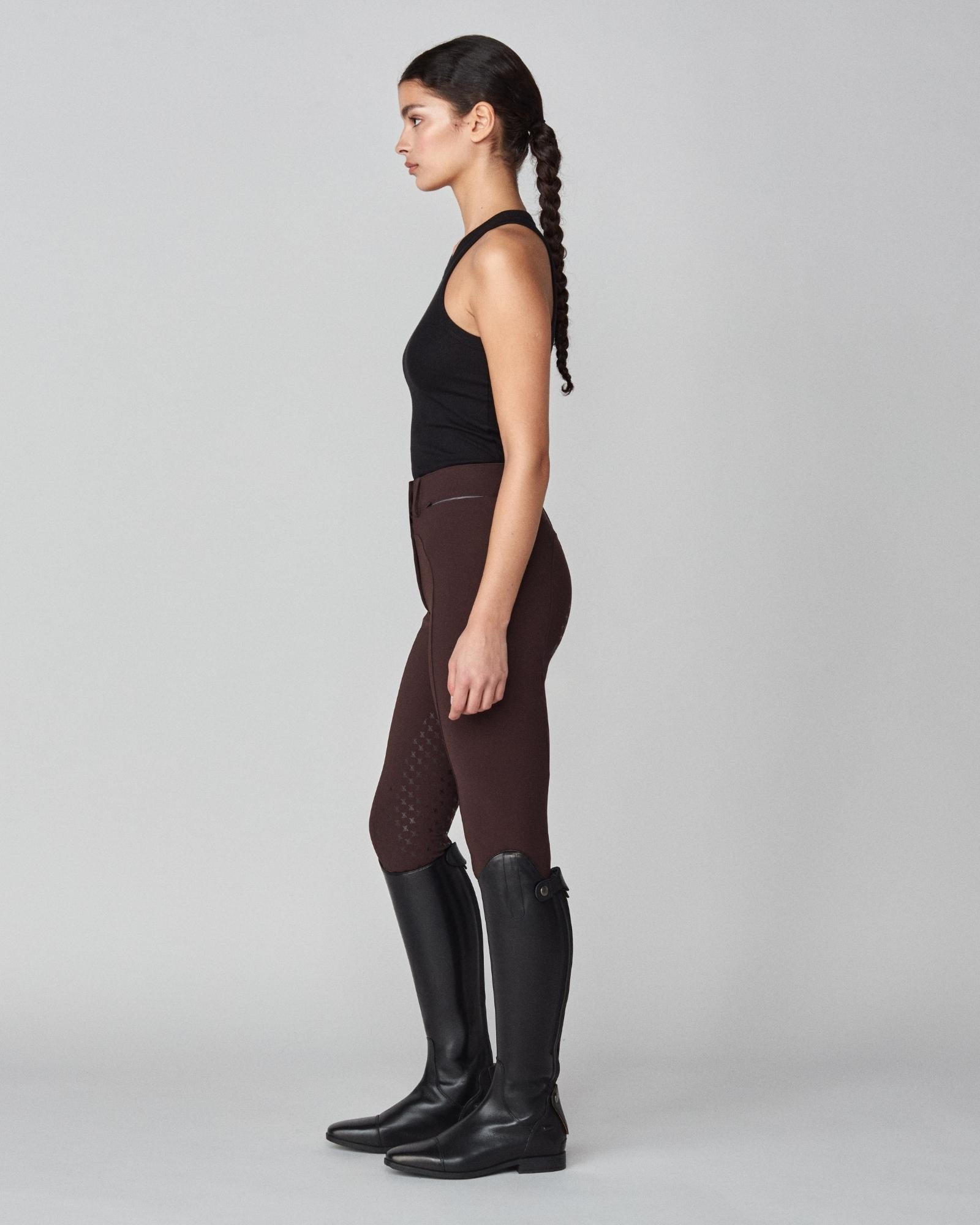 High-Rise Compression Breeches in Dark Brown