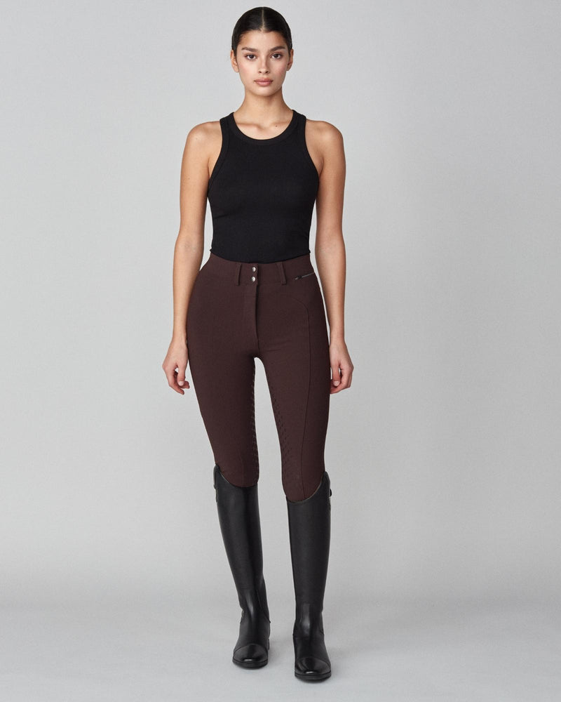 High-Rise Compression Breeches in Dark Brown