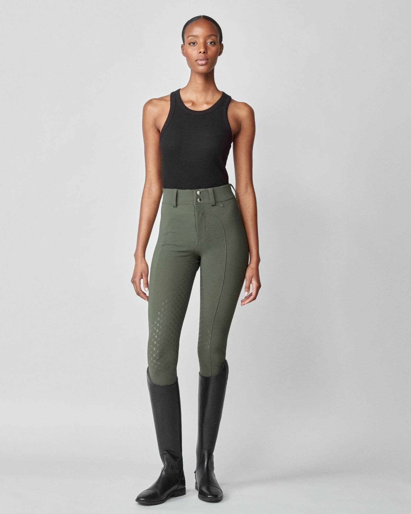 High-Rise Compression Breeches in Green