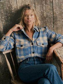 Faxon Wool Blend Shirt Jacket in Blue