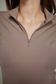 Indie New Long Sleeve Riding Top in Taupe