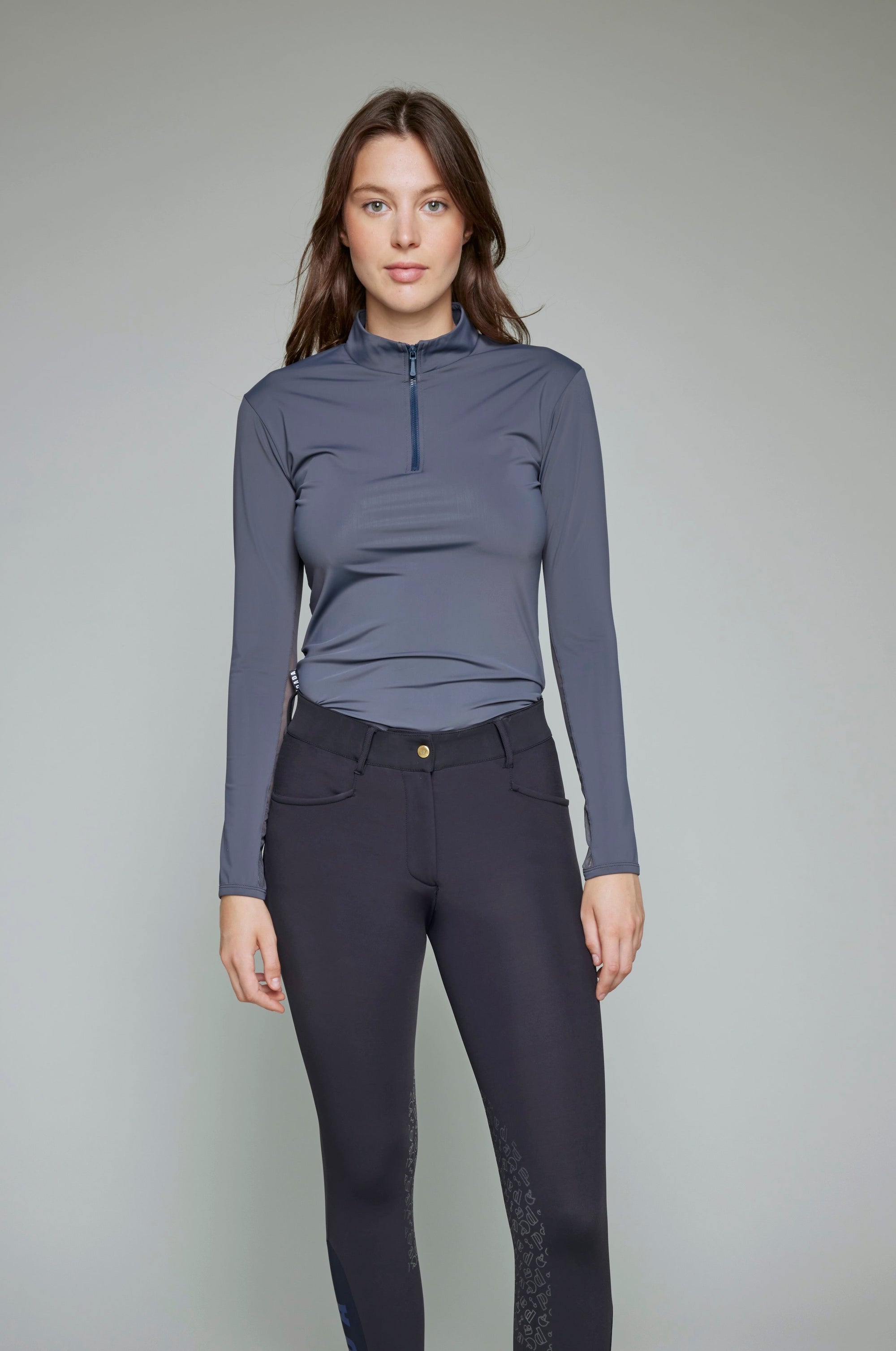 Indie New Long Sleeve Riding Top in Grey