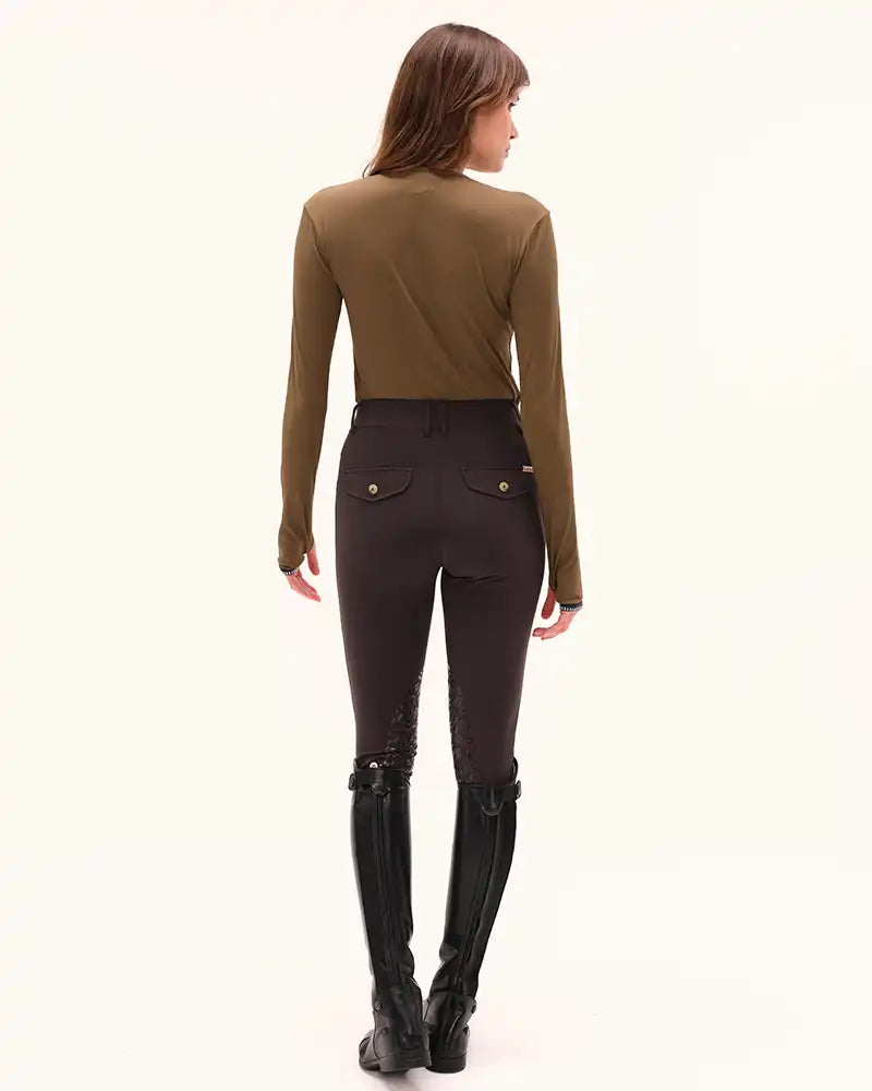 Kira Long Sleeve Top in Bronze Green