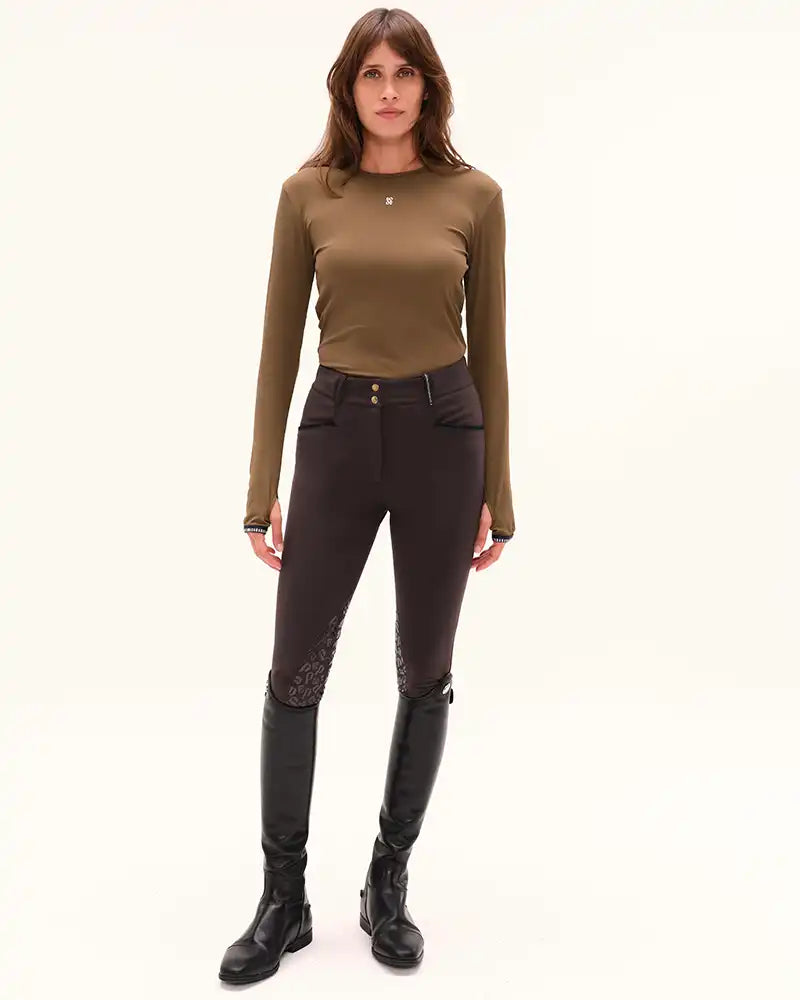 Kira Long Sleeve Top in Bronze Green