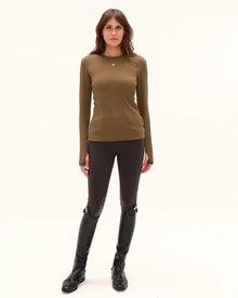 Kira Long Sleeve Top in Bronze Green