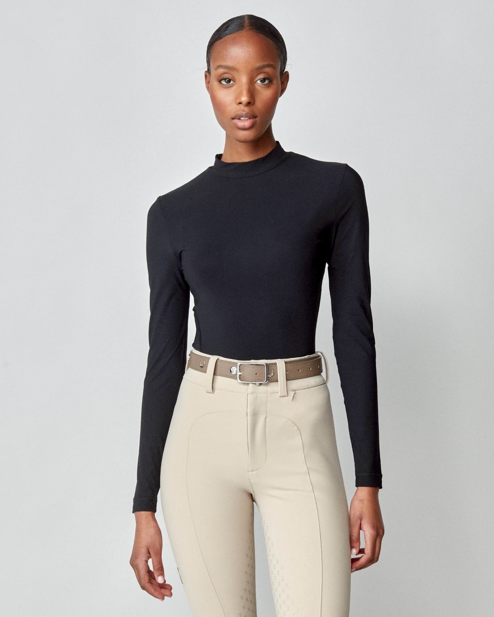 Leather Buckle Belt in Taupe