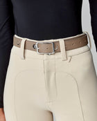 Leather Buckle Belt in Taupe