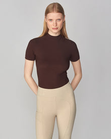 Lightweight Short Sleeve Top in Dark Brown