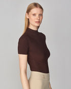 Lightweight Short Sleeve Top in Dark Brown