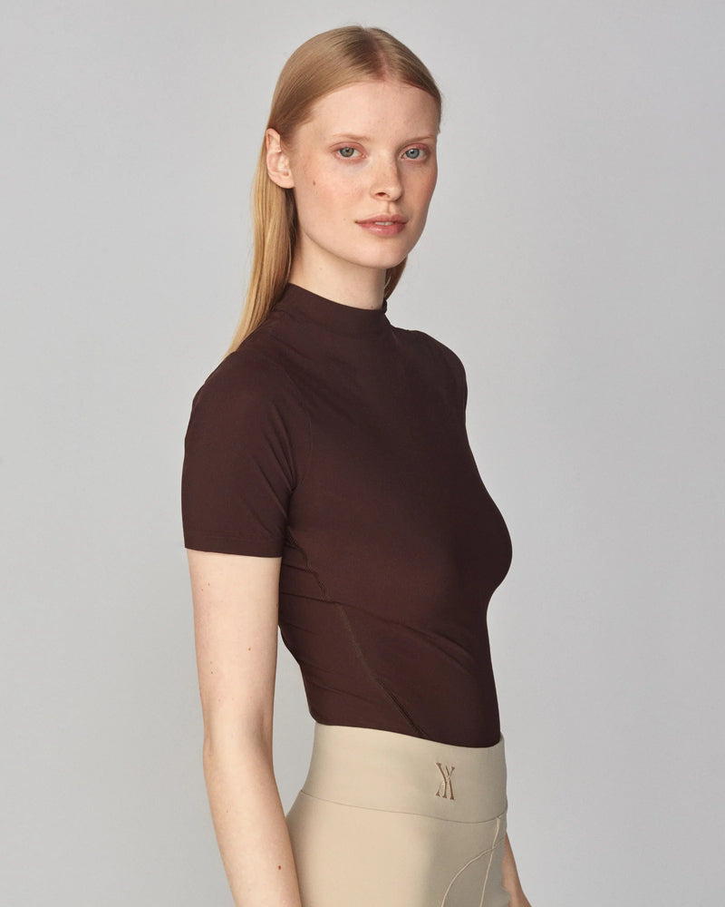 Lightweight Short Sleeve Top in Dark Brown