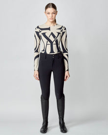 Monogram Long Sleeve Top in Tan