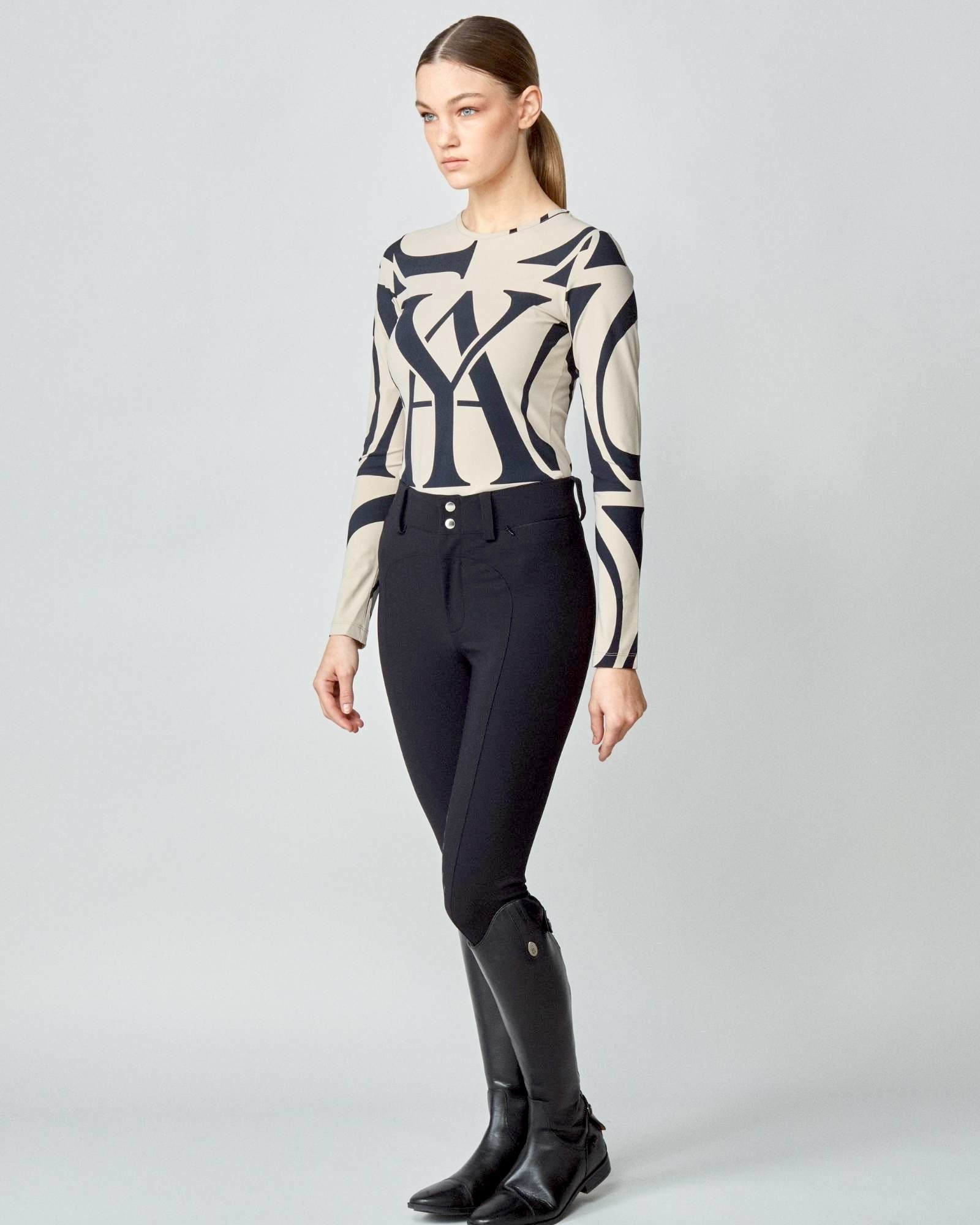 Monogram Long Sleeve Top in Tan