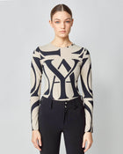 Monogram Long Sleeve Top in Tan