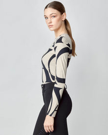 Monogram Long Sleeve Top in Tan