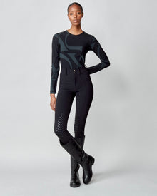 Monogram Long Sleeve Top in Black