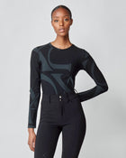 Monogram Long Sleeve Top in Black