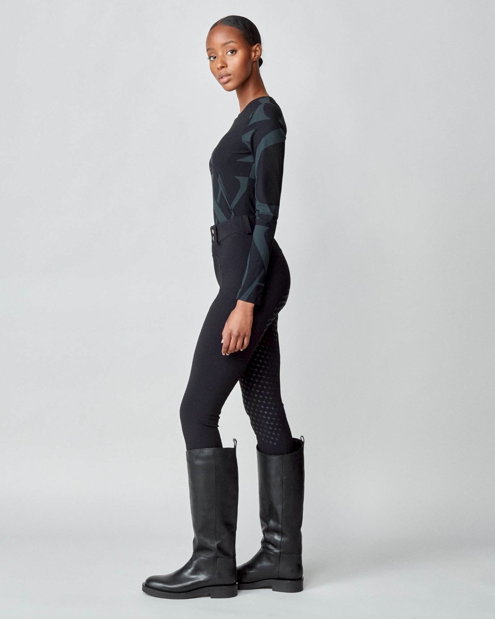 Monogram Long Sleeve Top in Black