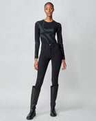 Monogram Long Sleeve Top in Black
