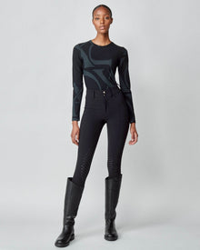 Monogram Long Sleeve Top in Black