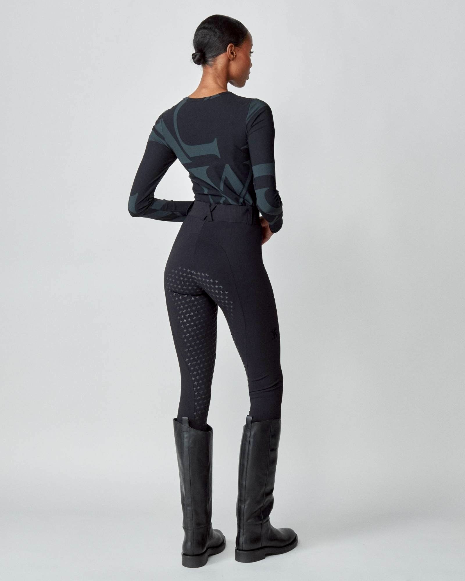 Monogram Long Sleeve Top in Black