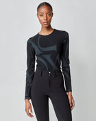 Monogram Long Sleeve Top in Black