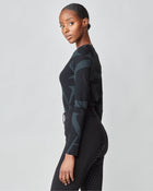 Monogram Long Sleeve Top in Black