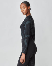 Monogram Long Sleeve Top in Black