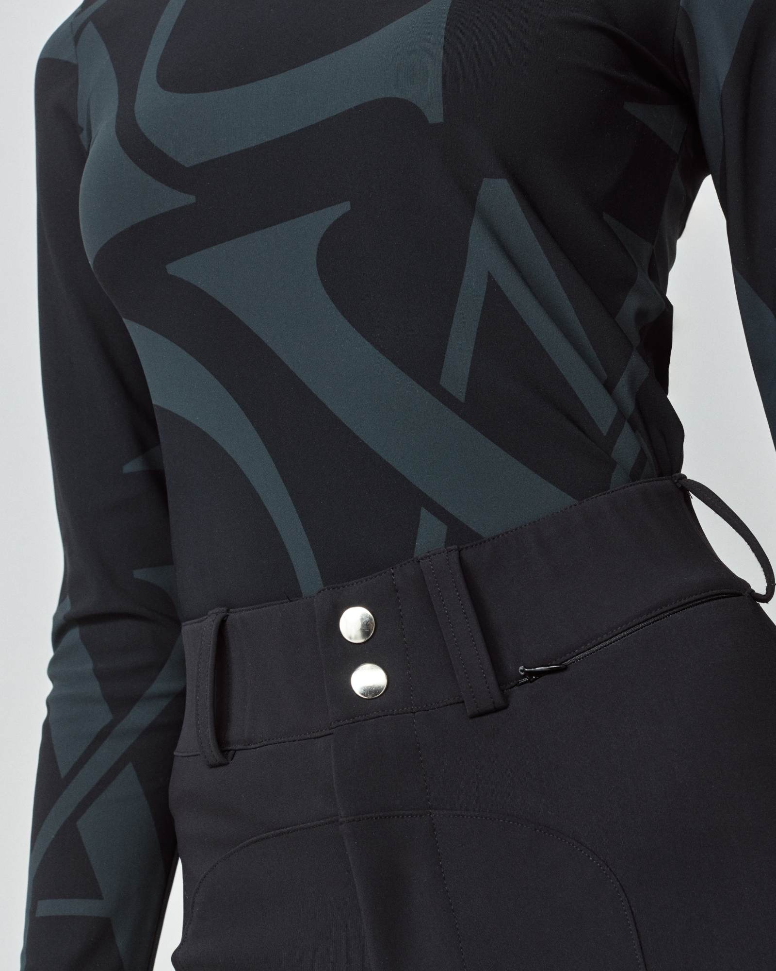 Monogram Long Sleeve Top in Black