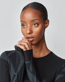 Monogram Long Sleeve Top in Black