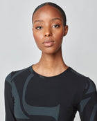 Monogram Long Sleeve Top in Black