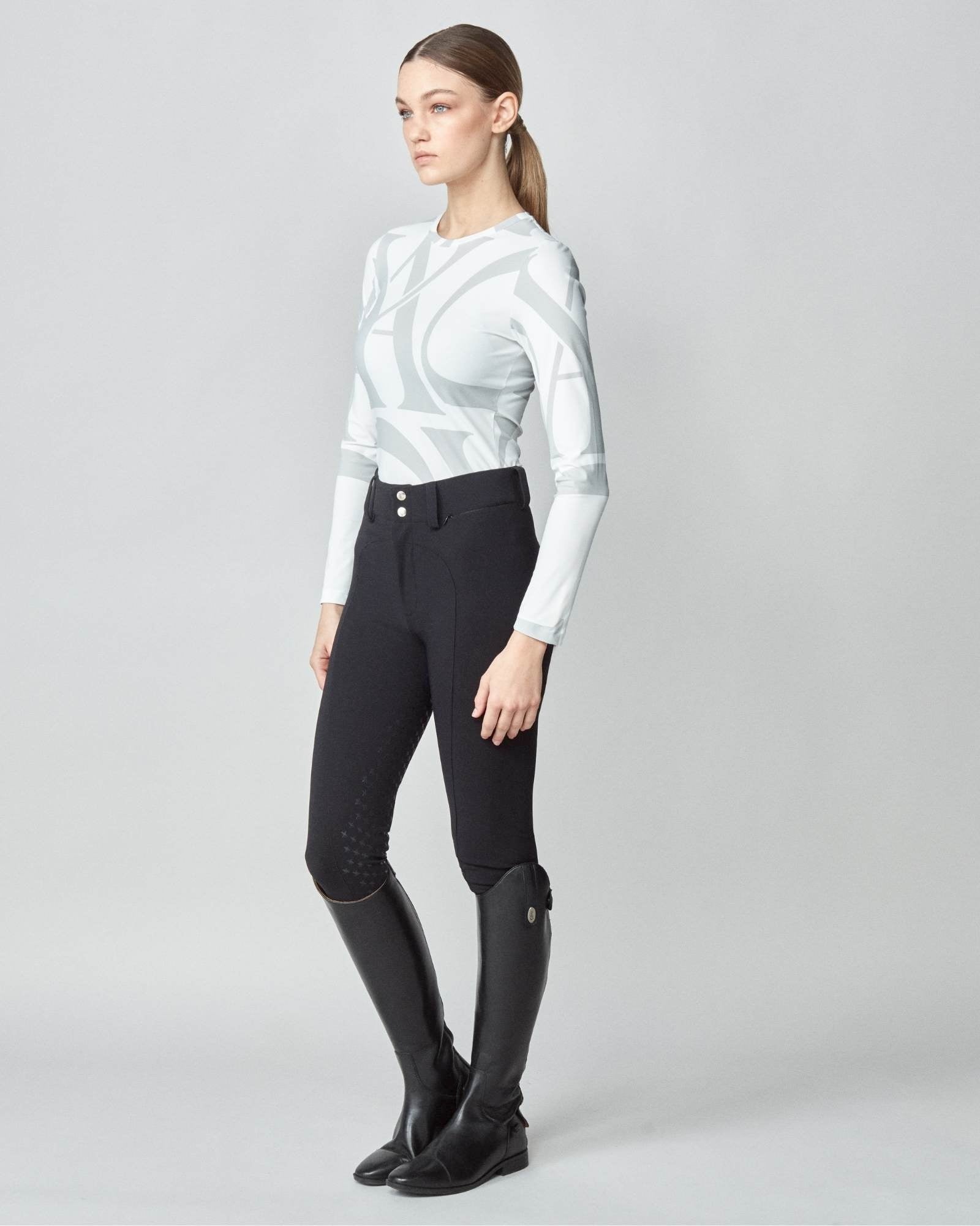 Monogram Long Sleeve Top in White