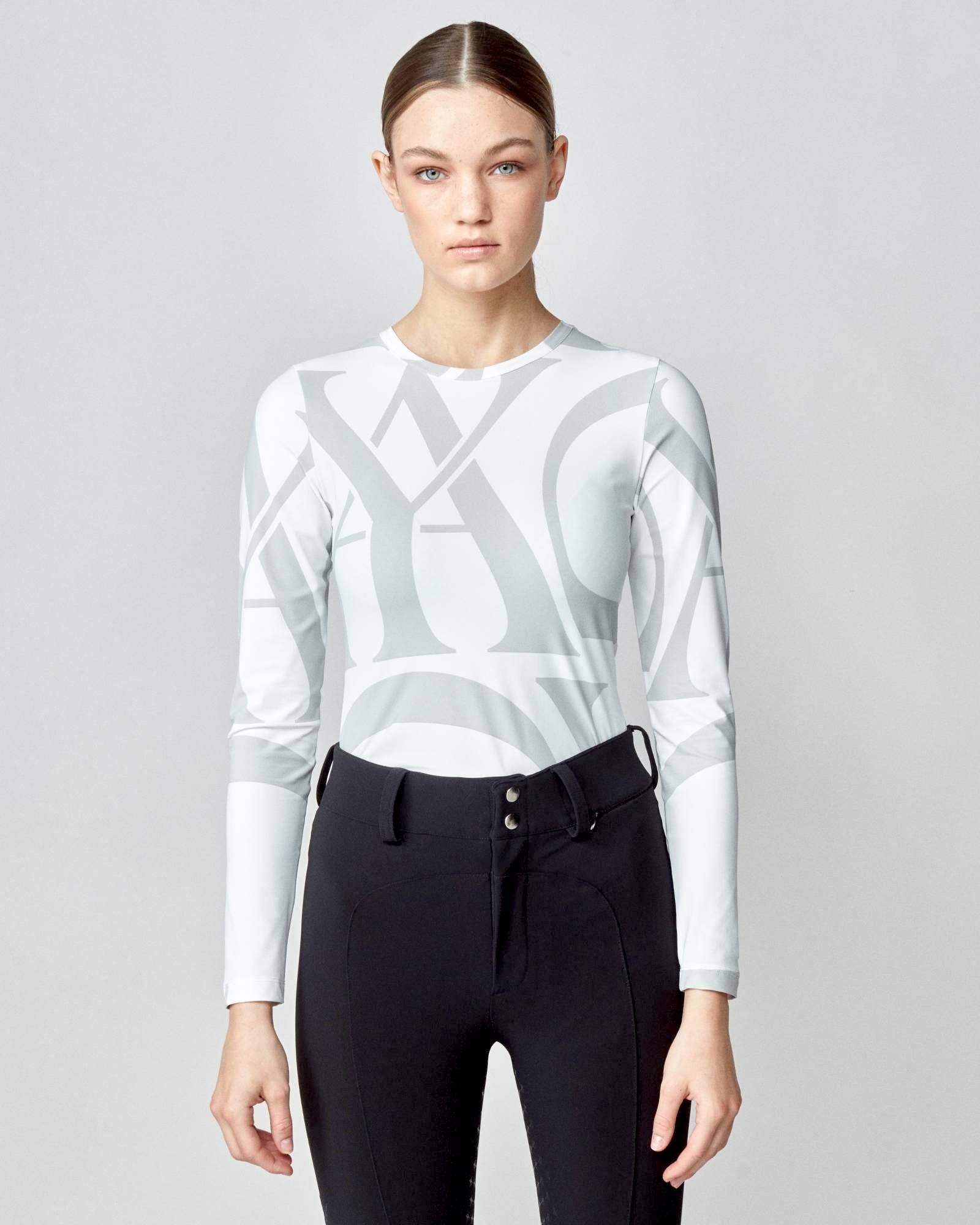 Monogram Long Sleeve Top in White