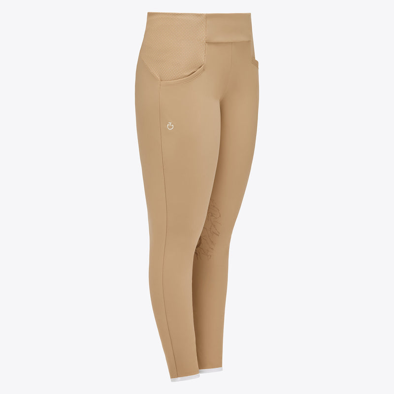 Girl's Perforated Pull-On Riding Breeches in Beige