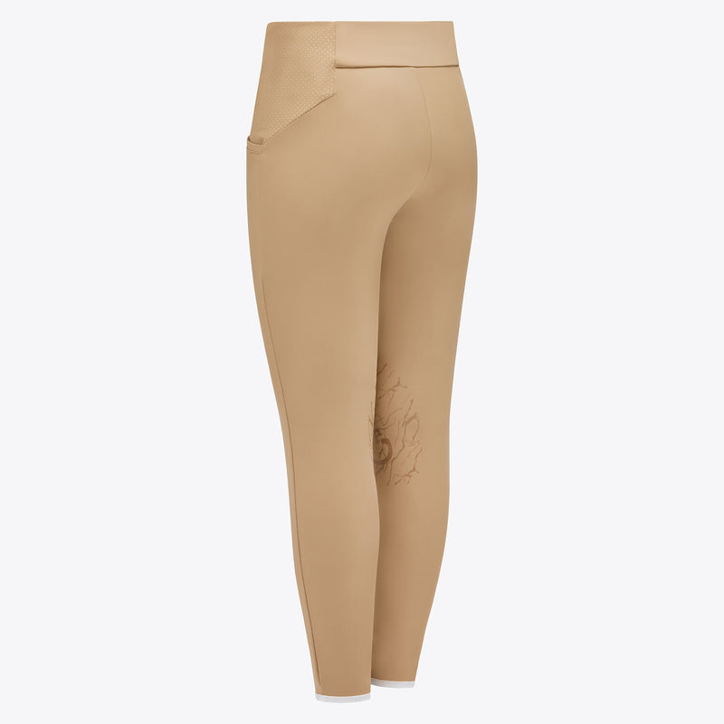 Girl's Perforated Pull-On Riding Breeches in Beige