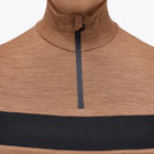 Wool Long Sleeve Zip Turtleneck Top in Toffee Brown