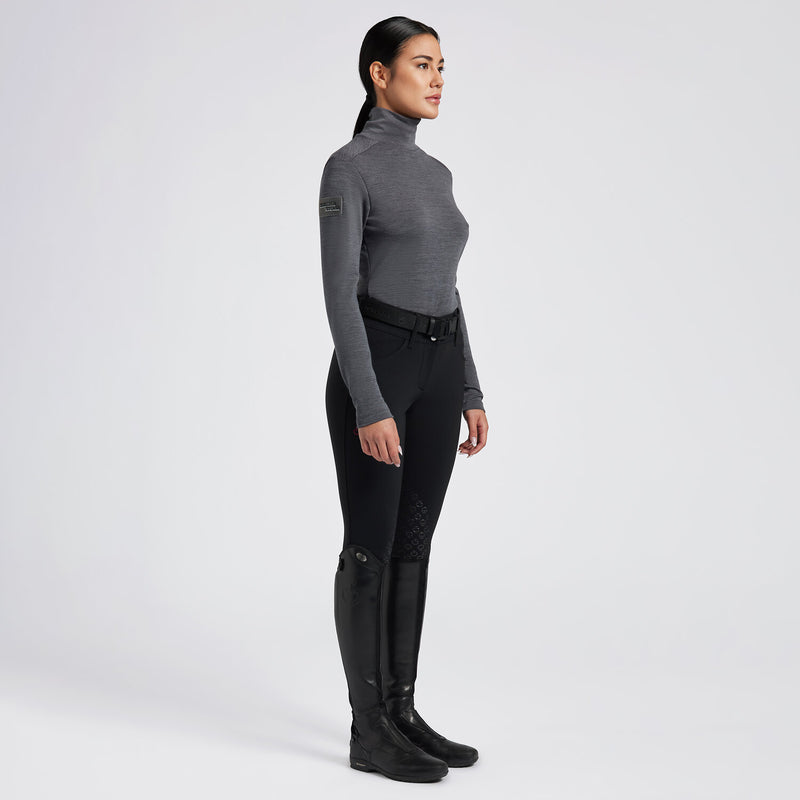 Wool Long Sleeve Turtleneck Top in Grey