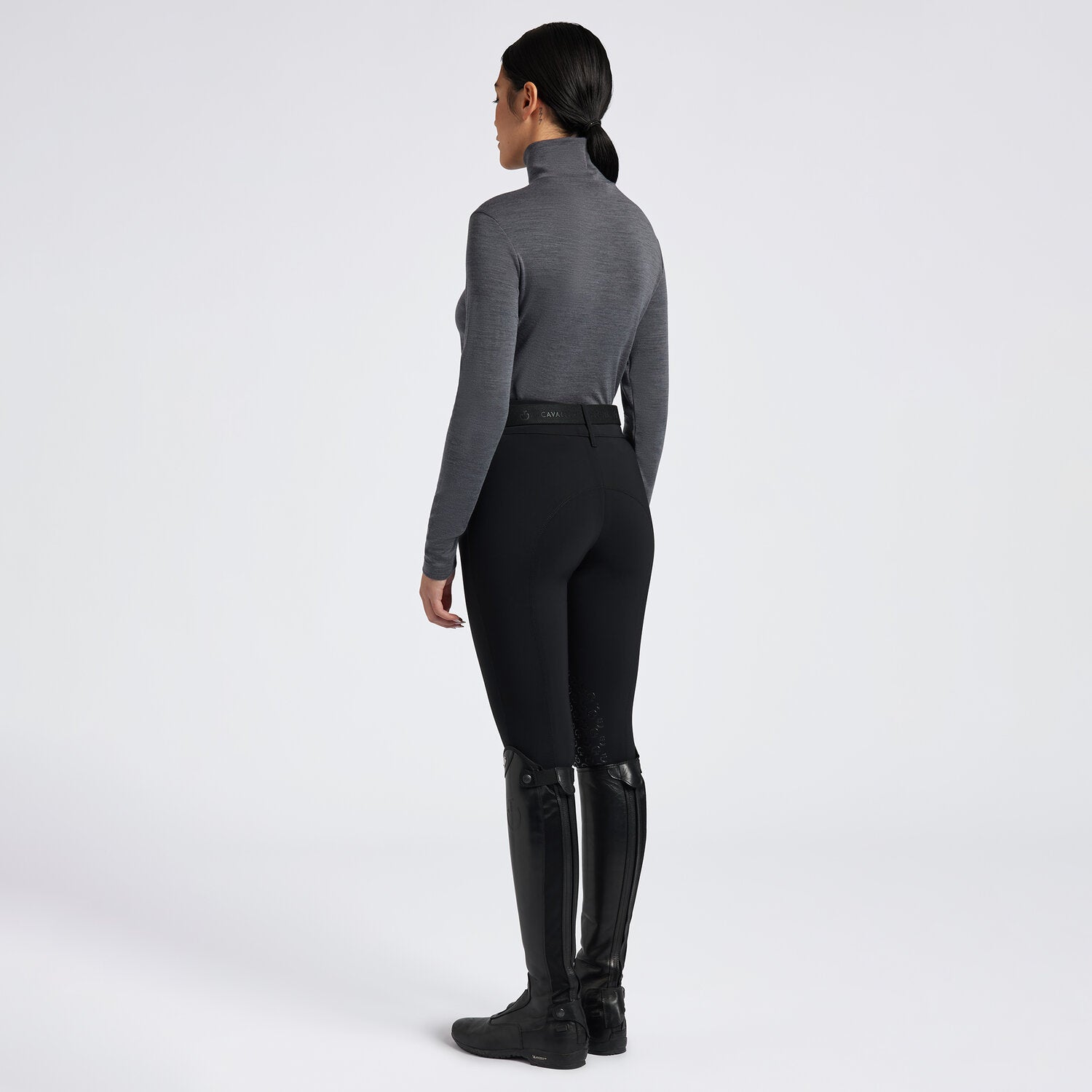 Wool Long Sleeve Turtleneck Top in Grey