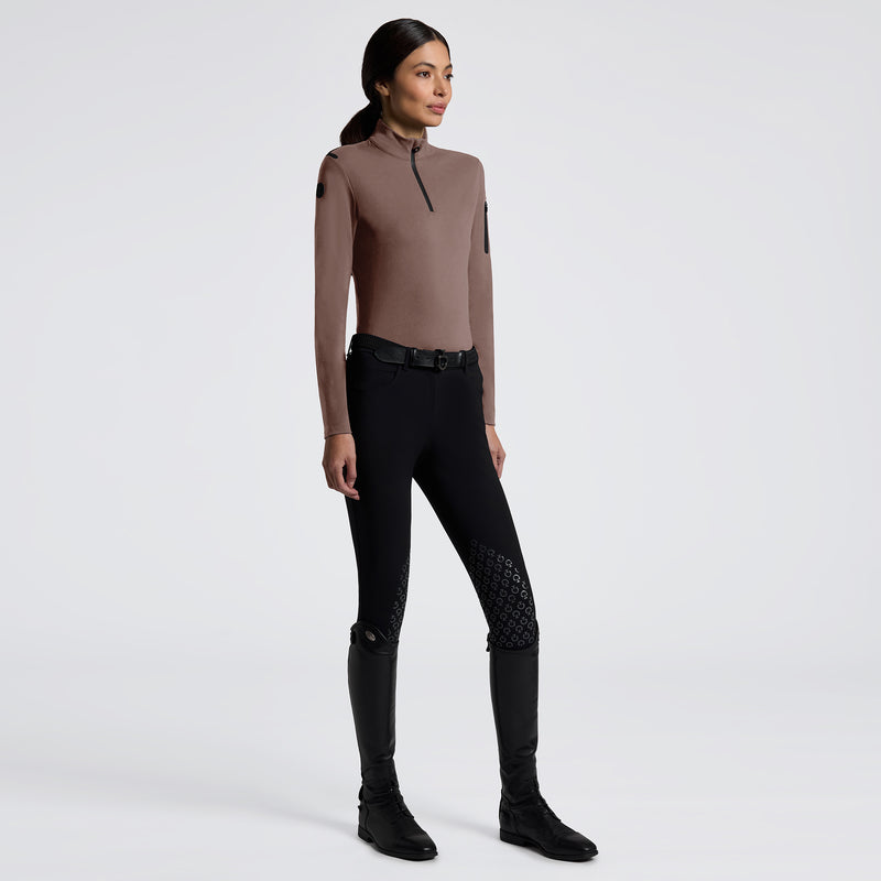 Jersey Fleece Half Zip Training Top in Walnut