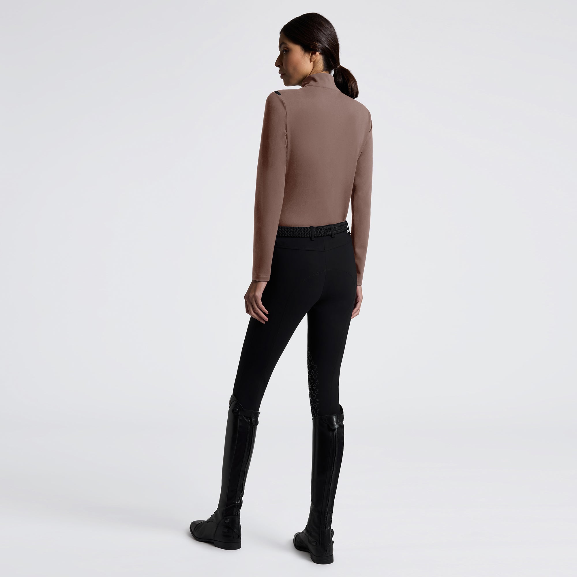 Jersey Fleece Half Zip Training Top in Walnut