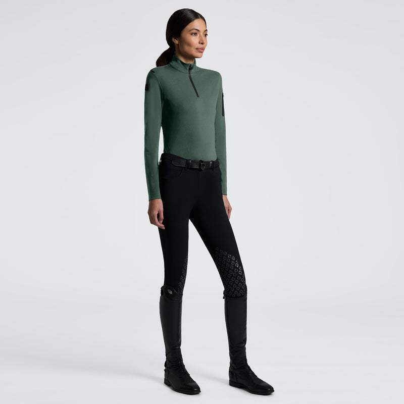 Jersey Fleece Half Zip Training Top in Dark Green