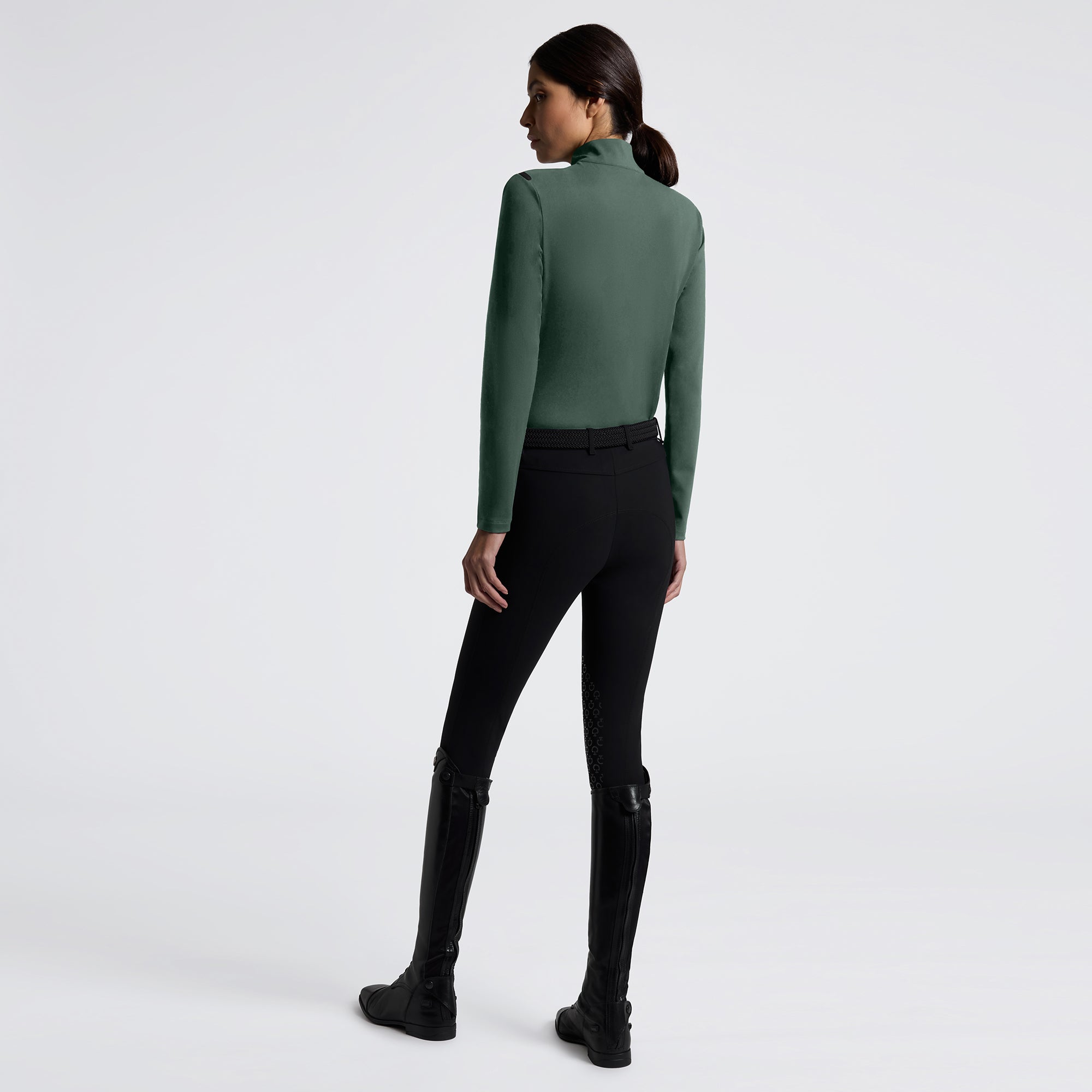 Jersey Fleece Half Zip Training Top in Dark Green