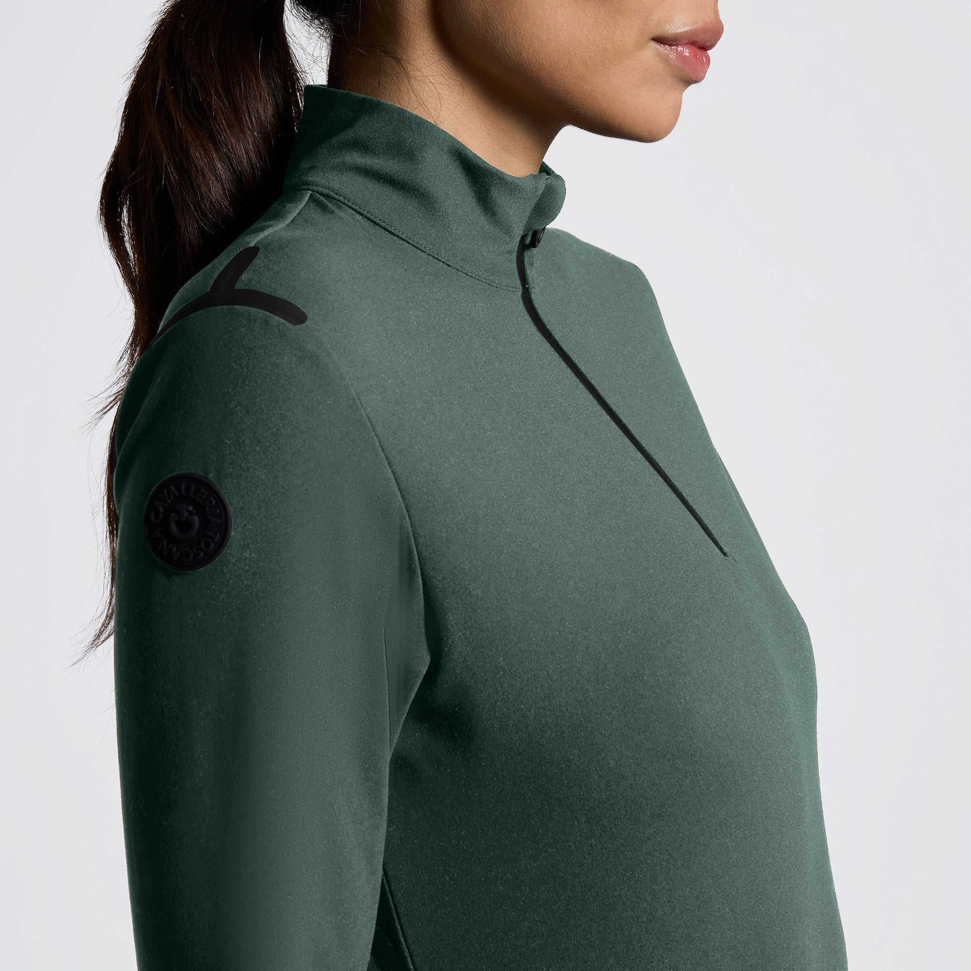 Jersey Fleece Half Zip Training Top in Dark Green