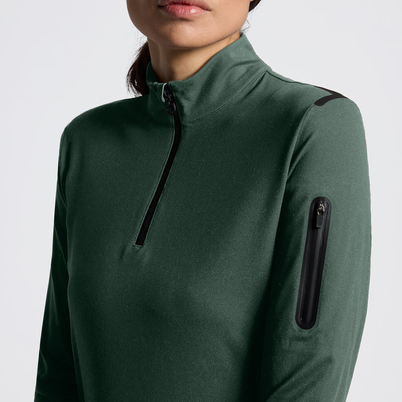 Jersey Fleece Half Zip Training Top in Dark Green