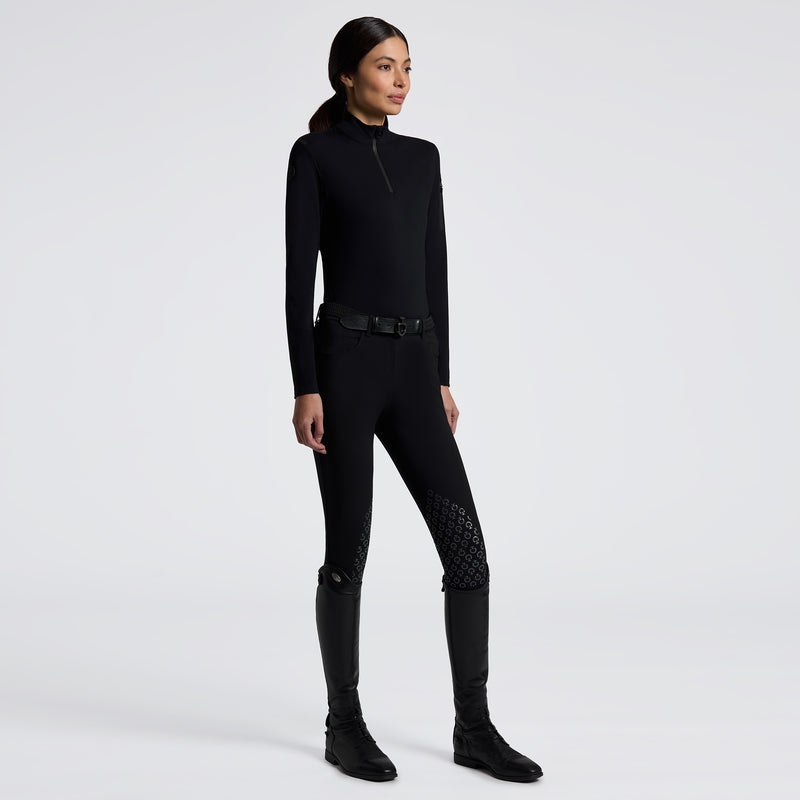Jersey Fleece Half Zip Training Top in Black