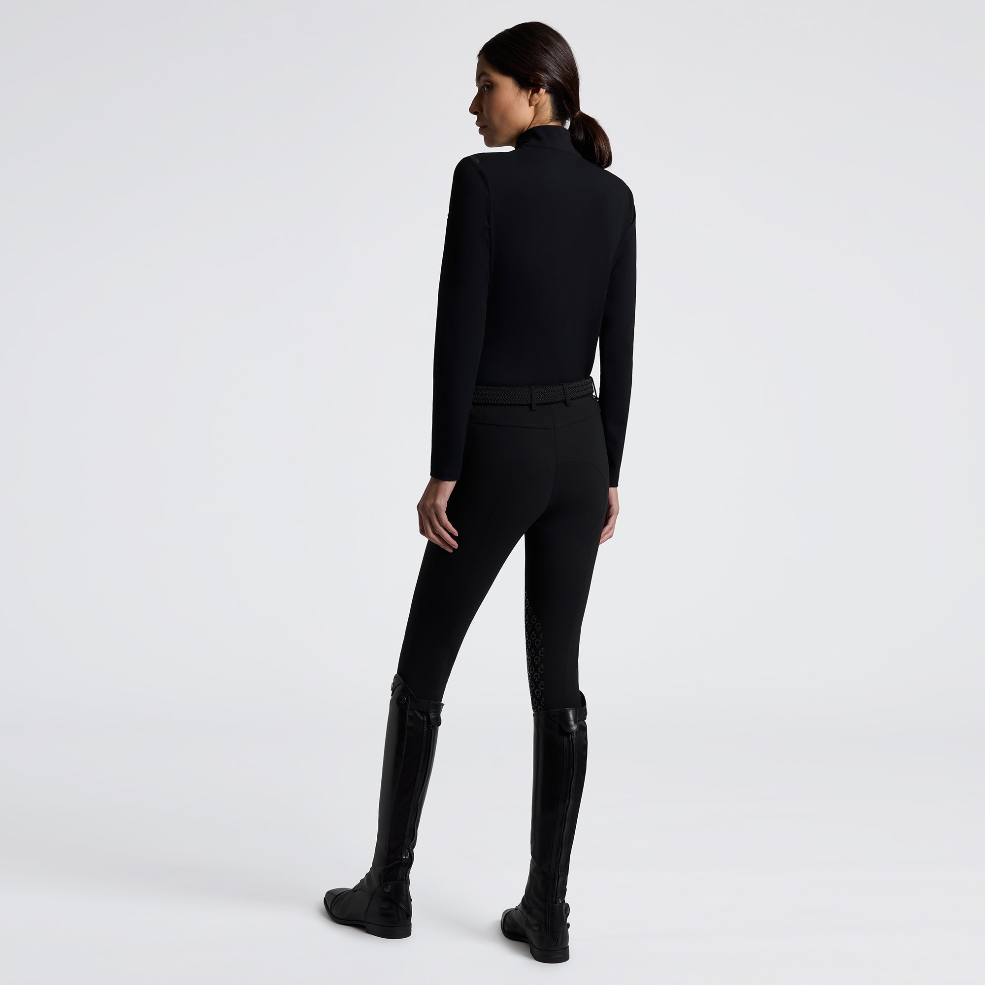 Jersey Fleece Half Zip Training Top in Black